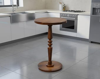 Solid Wood Round Side Table, Round Wooden Drink Table, Compact End Table for Small Spaces, Tea Table, Wood Accent Table
