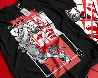 Anime Basketball T-Shirt, 90s Slam Dunk Graphic Tee, Unisex Otaku Streetwear