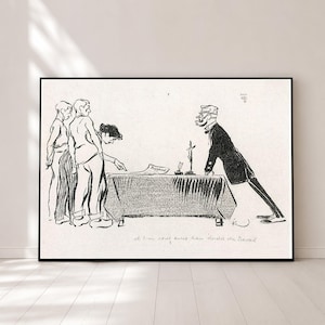 Vintage Frantisek Kupka Report Illustration Canvas, Black and White Line Art, Historical Sketch Wall Art, Office Decor Canvas, Classic