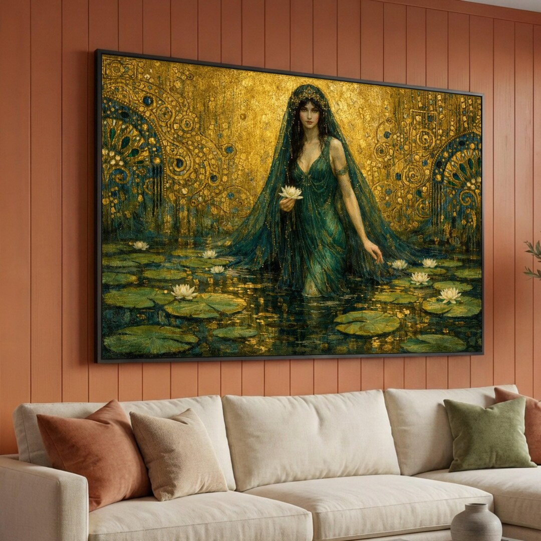 Gustav Klimt Style Mystic Woman Canvas, Art Nouveau Wall Art, Golden ...