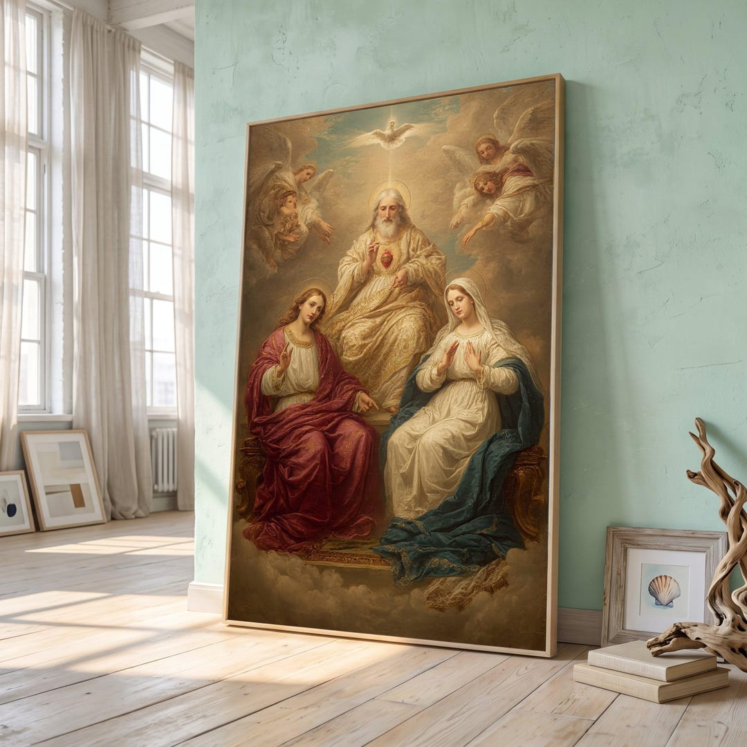 Sacred Holy Trinity Canvas, Religious Wall Art, Christian Devotional ...