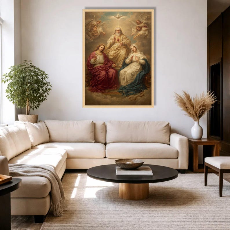 Sacred Holy Trinity Canvas, Religious Wall Art, Christian Devotional ...