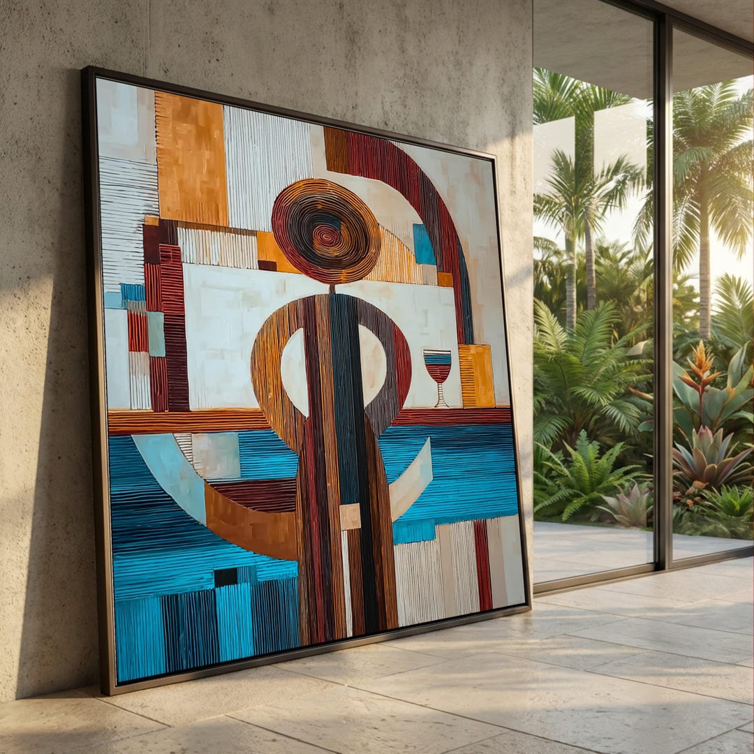 Modern Abstract Figure Canvas Wall Art, Geometric Shapes Painting ...