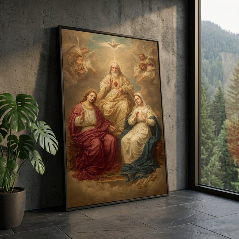 Sacred Holy Trinity Canvas, Religious Wall Art, Christian Devotional ...