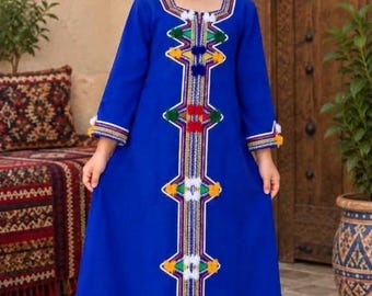 Vestido marroquí para niñas, caftán amazigh para Eid, estilo bereber tradicional.