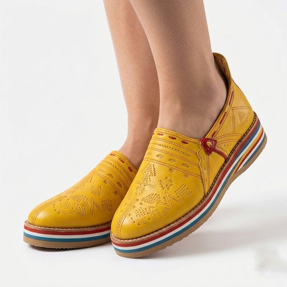 Yellow Moroccan Leather Babouches – Handmade Berber Slippers – Traditional Moroccan Shoes – Women AND MAN  Leather Mule - amazigh showes