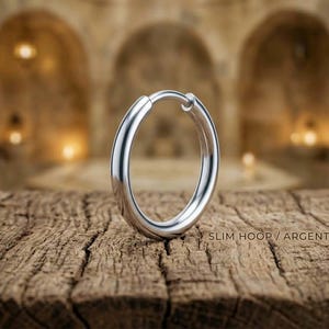 925 Sterling Silver Hoop Earring – Minimalist Slim Hoop – Small Silver Loop – Everyday Jewelry – Gift for Her  and for hem