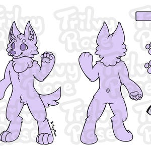 Furry reference sheet line art base - Straight-eared Canine