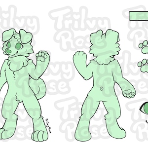 Furry reference sheet line art base - Floppy-eared Canine