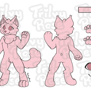 Furry reference sheet line art base - Feline