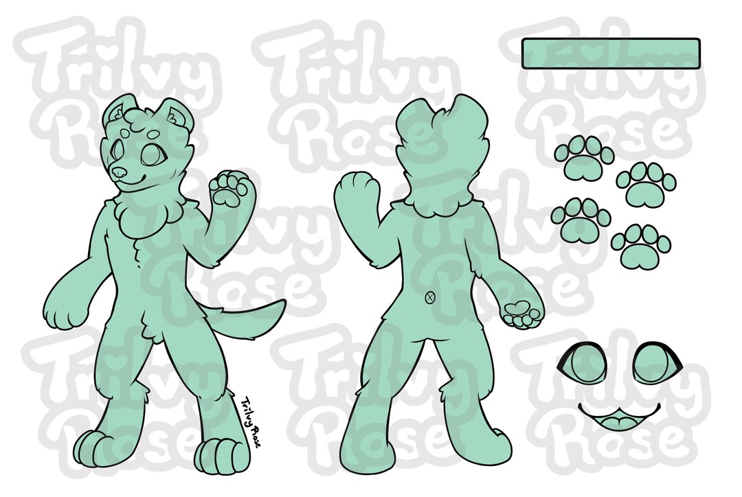 Furry Reference Sheet Line Art Base - Mustelid - Etsy