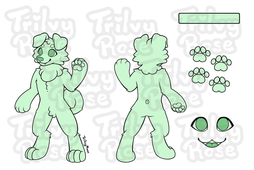 Furry Reference Sheet Line Art Base - Floppy-eared Canine - Etsy