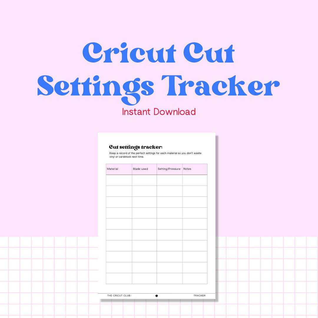 Cricut Cut Settings Tracker Printable | Cricut Material Settings Log ...
