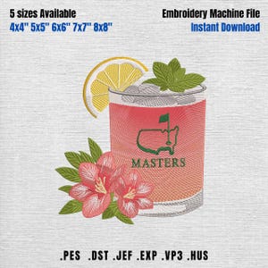 Motif de broderie cocktail de golf, fichier Machine à boisson spécialisée (téléchargement instantané)