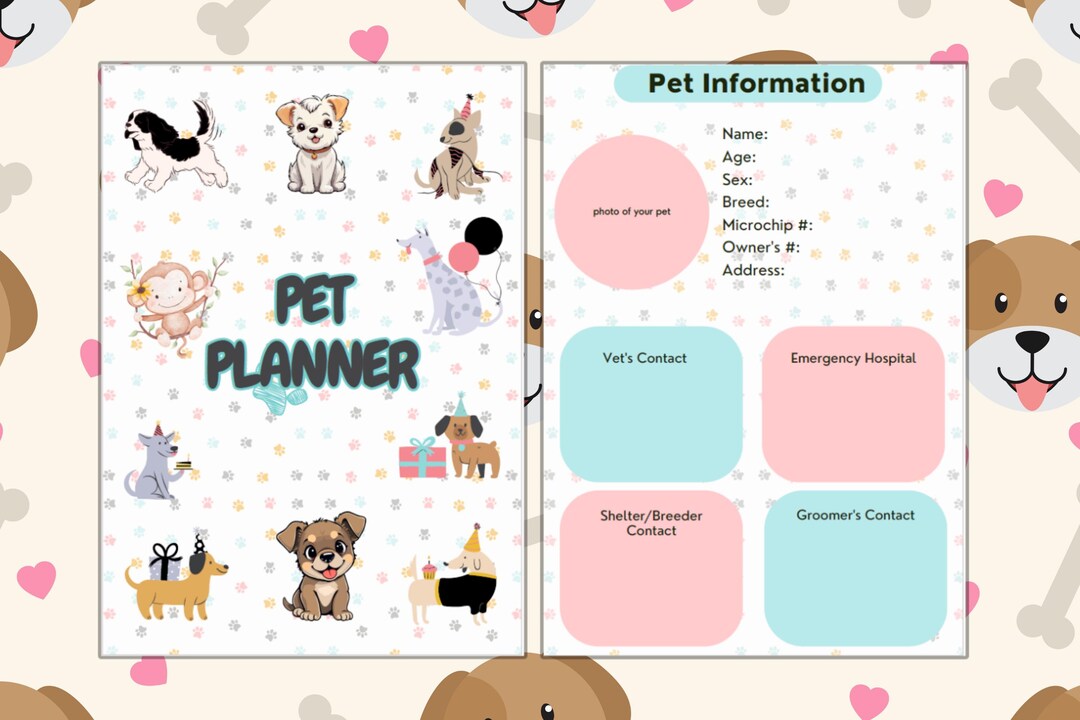 Pet Planner Printable | Pet Care Planner | Pet Health Tracker | Dog ...