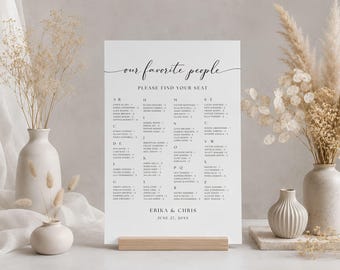 Printable Wedding Seating Chart Template Modern Minimalist Our Favorite People Wedding Table Plan Editable Canva Seat Arrangement Digital