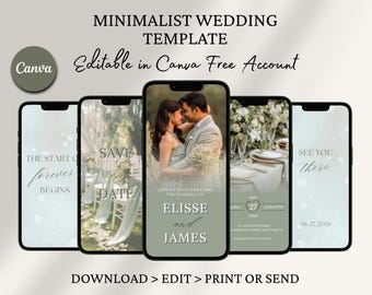 Minimalist Wedding Invitation Animated Invitation Template Video Electronic Video Invitation Wedding Invites Neutral Wedding Invitations DIY