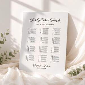 Simple Wedding Seating Sign Template Canva Wedding Seats Chart Editable Minimalist Large Portrait Sign Board Printable Take a Seat Template