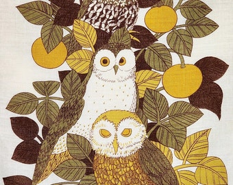 Vintage Owl Tea Towel