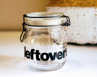 Vintage - Leftovers Glass Jar -80s Typography