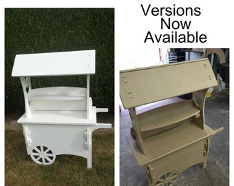 unpainted Wedding Sweet Candy Cart// BARROW with shelf and  MDF Roof  Folds Away