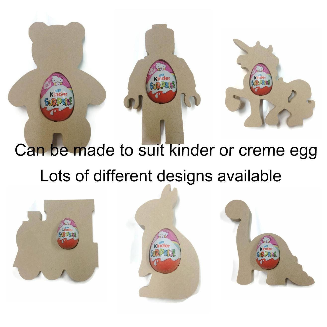 Kinder Egg Holder MDF Blank Shape Easter Sitting Bunny Rabbit Creme Egg 