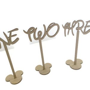 MDF Wooden Wedding, Party Standing Table Numbers, Disney Font image 5