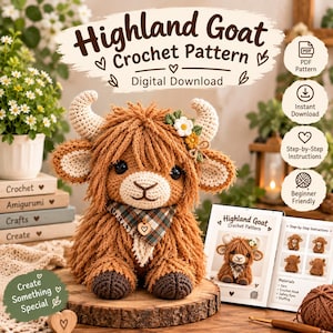 Highland Goat Amigurumi Crochet Pattern | Digital Download (PDF)