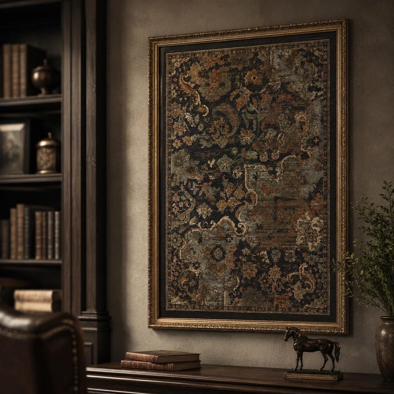 Antique Textile Wall Art, Old World Decor, Vintage Floral Print, Heritage Printable Art image 15