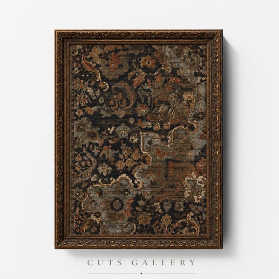 Antique Textile Wall Art, Old World Decor, Vintage Floral Print, Heritage Printable Art