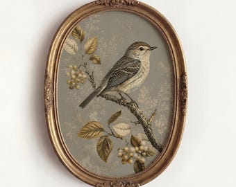 Vintage Bird Wall Art, Botanical Bird Print, Natural History Illustration, Neutral Printable Decor
