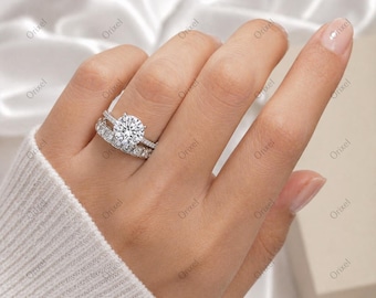 2 CT Diamond Bridal Ring Set – Baguette Solitaire Engagement Wedding Band