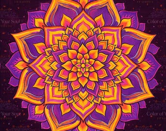 Galactic Ember – Vibrant Mandala Art Print | Colorful Sacred Geometry Wall Art | Cosmic Mandala Painting