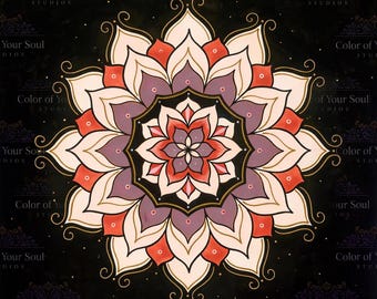 Night Born – Original Mandala Art Print | Dark Botanical Sacred Geometry Wall Art | Acrylic Mandala Painting