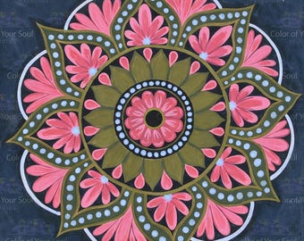 Gentle Shield – Original Mandala Art Print | Protective Symbol Wall Art | Hand-Painted Acrylic Mandala