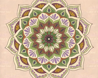 Rooted Grace – Green Mandala Art Print | Earthy Spiritual Wall Art | Sacred Geometry Mandala | Nature-Inspired Decor