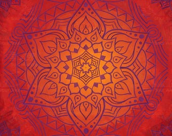Crucible of the Heart – Red & Orange Mandala Art Print | Sacred Geometry | Spiritual Wall Art