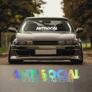 Antisocial JDM-bilklistermärke, vinyldekal, fönsterklistermärke (alla färger och storlekar)