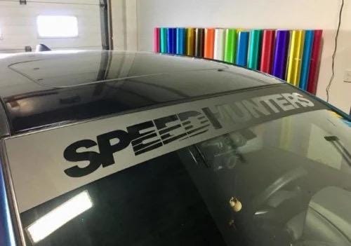Autocollant Bannière Speedhunters Rouge Et Argent, Universel, 2 Pièces