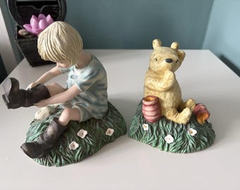Sujetalibros clásicos Charpente de Winnie the Pool con Christopher Robin (pieza rara)