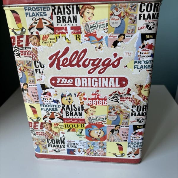 Kellogg The Original Metal Storage Tin Retro Vintage Kitchenalia