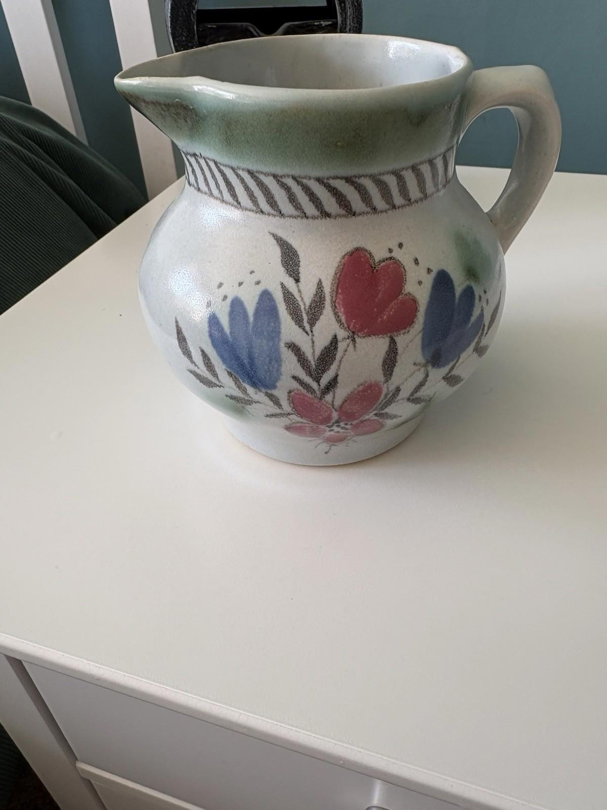Vintage Stoneware Jug by Buchan Pottery Made in Scotland Blue