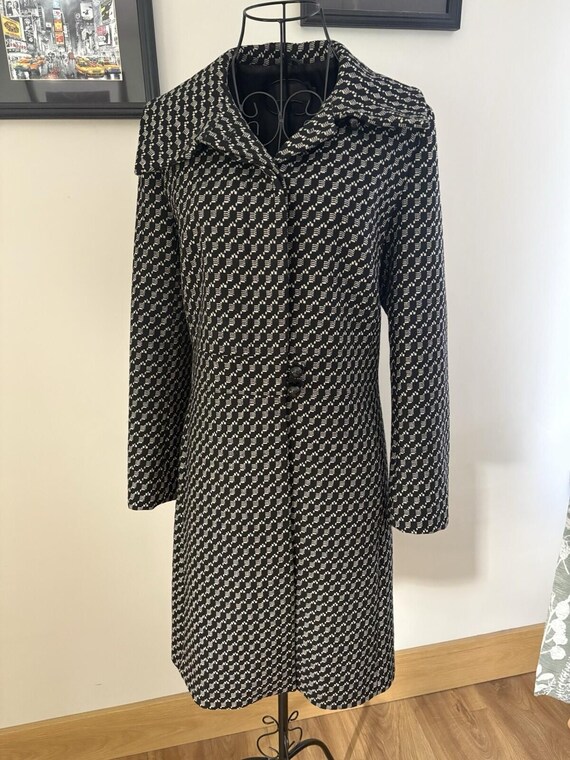 Reiss, Vintage Reiss Women's Black/white Patterned Wool Coat In Size Small/10