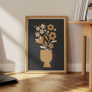 Mid century flower print, mid century modern flower, stem print, retro flower print, mid century wall art, retro flower wall art