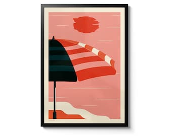 Endless Summer Umbrella sunbather beach art print  A2 A3