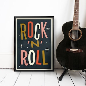Rock N Roll Typographic Art Print, A2 A3