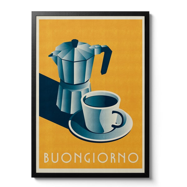 Buongiorno 'Good Morning' Italian Espresso Coffee Print, Art Print, A2 A3 A1 A4