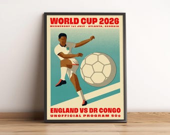 World Cup 2026 England vs DR Congo Match Art Print A3 A2