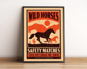 Chevaux sauvages - Boîte d'allumettes rétro vintage des Rolling Stones Impression artistique