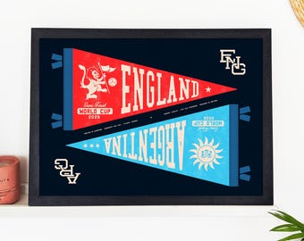 World Cup 2026 England vs Argentina Semi-Final Match Art Print A3 A2